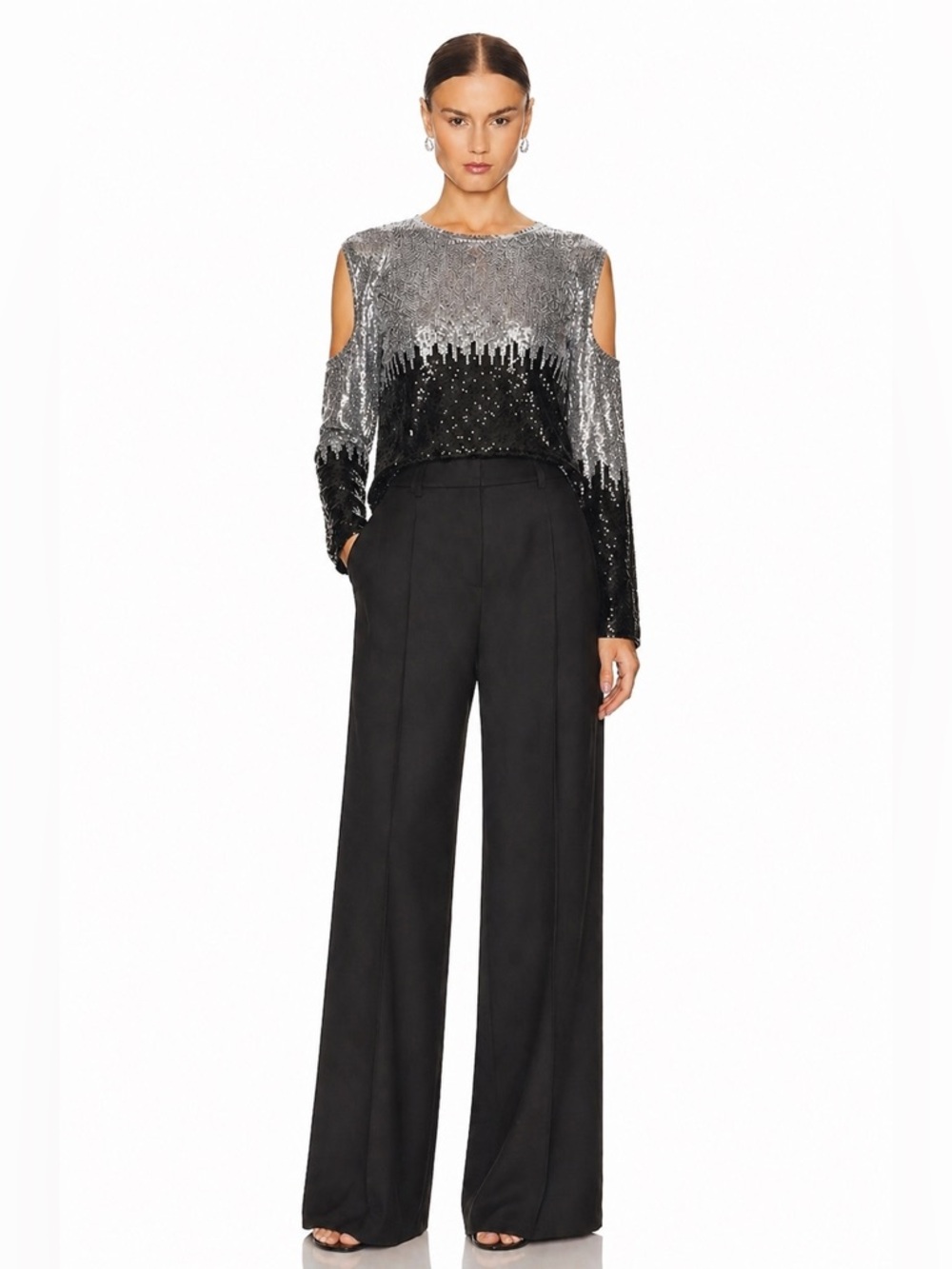 NWT Retrofete Cutout Shoulder Sequin Top